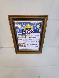 lot 114 image: Framed Super Bingo Sign for Bar or Restaurant