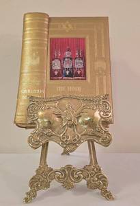 lot 131 image: Jewish Family Bible & Ornate Brass Book Stand
