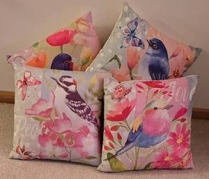 lot 201 image: Set of Four Spring Themed Throw Pillows