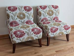 Pair of Colorful Floral Accent Chairs