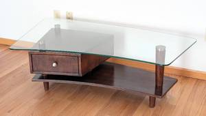lot 26 image: Curved Glass Topped Coffee Table