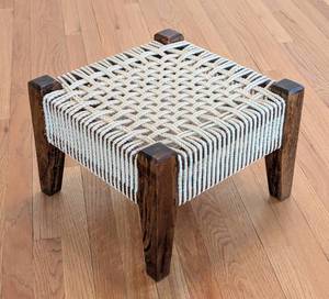 lot 9 image: Vintage Woven Footstool