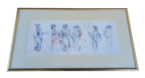 lot 75A image: Gold Framed Geisha Girls Print by Edna Hibel