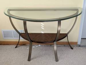 lot 37 image: Crescent Glass Topped Console Table