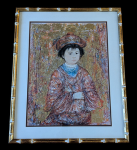 lot 24 image: Michio Framed Limited Edition Print by Edna Hibel