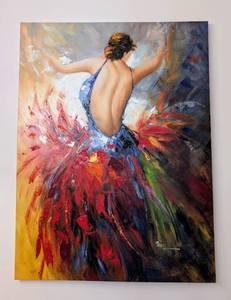 lot 47 image: Large and Vibrant Colored Canvas Print Painting