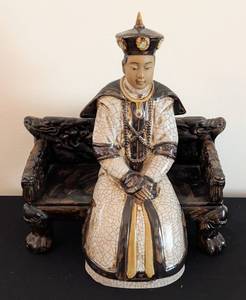 lot 63 image: Vintage Ceramic Chinese Man on Bench