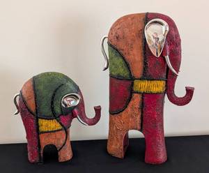 lot 85 image: Par of Colorful Decorative Elephants