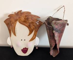 lot 245 image: Pair of Artisan Pottery Wall Hangings