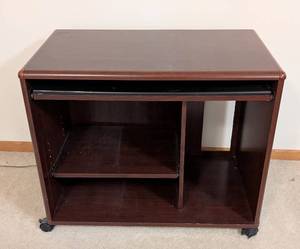 lot 214 image: Rolling Wood Computer Desk