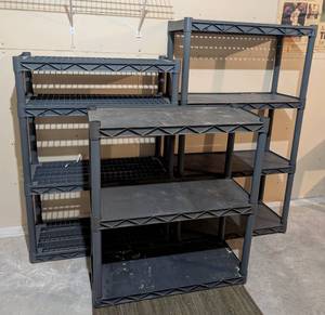 lot 225 image: Three Plastic Storage Shelves