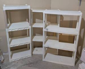 lot 229 image: Three White Plastic Storage Shelves