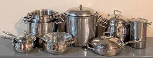 lot 233 image: Assorted Stainless Steel Pots and Pans