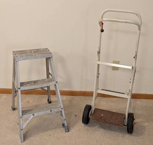 lot 235 image: Step Ladder and Rolling Cart Ladder