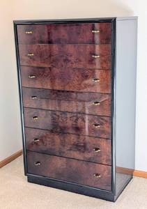Henredon Scene III Burled Wood and Black Lacquer Dresser