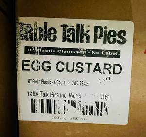 DD. 6x 8 Custard Pies-Table Talk Pies