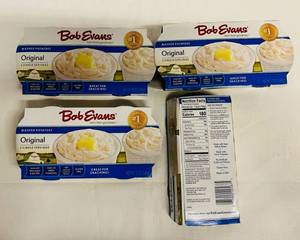 E. 4x 12oz Bob Evans Single Serve Mash Potatoes