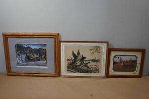 lot 94 image: 3 Framed Hunting Themed Prints