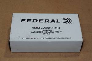 lot 134 image: 50 Federal 9mm Luger P 115 Gr JHP Ammo