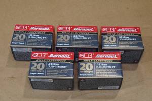 lot 144 image: 100 Barnaul .223 Rem FMJ BT Ammo