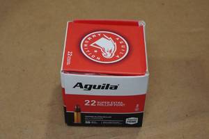lot 145 image: 250 Aguila .22 LR 38 Gr Plated HP Ammo