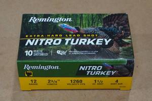 lot 180 image: 10 Remington Nitro Turkey 12 Gauge 2-34 4 Shot Shotshells