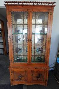 lot 1K image: Custom Wood Gun Cabinet - Carved 3D Accents