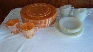 lot 267 image: Fire King Peach Lustreware Dishes.