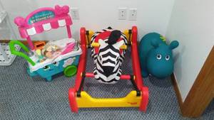 lot 283 image: Todays Kids Rocking Bouncing Zebra, Hippo And Ice Cream Cart.