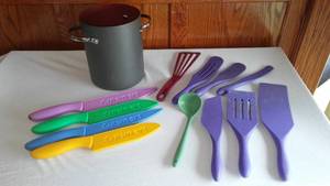 lot 296 image: Cuisinart Knives And Silicon Utensils.