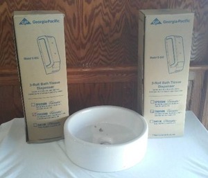 lot 326 image: Commercial Tissue Dispenser (2) And Sink  NEW.