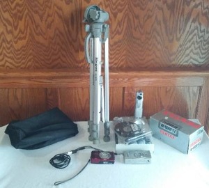 lot 330 image: Cameras (3), Flash And Tripod.