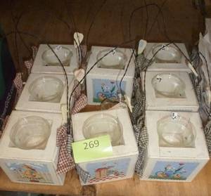 lot 269 image: 8 wood candle holders