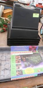 lot 288 image: 4 Nice Planters and a Jiffy greenhouse 72 plant starter set