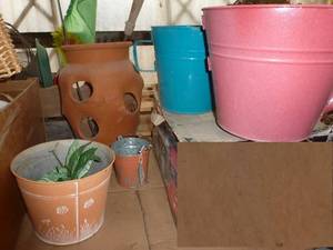 lot 341 image: FOUR metal planters and one Terracotta