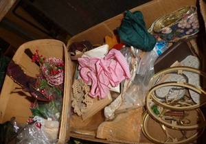 lot 351 image: 3 boxes of misc wood craft items