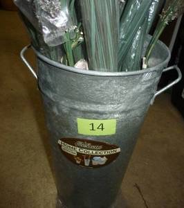 lot 14 image: Metal planter with grasses and such