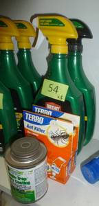 lot 54 image: TWO bottles of Ortho weedclear weed killer, 2 Terro ant killer and 1 can of tangle trap