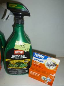 lot 55 image: THREE bottles of Ortho weedclear weed killer and 1 terro ant killer