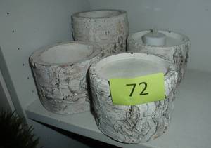 lot 72 image: FOUR birch tree look candle holders