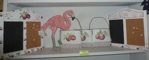lot 107 image: Flamingo, kitchen note boards and 3 tin wall hanging planters