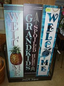 lot 125 image: THREE porch signs 40x8 inches