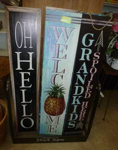 lot 127 image: THREE porch signs 40x8 inches