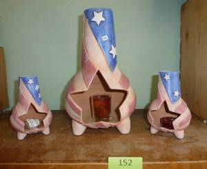 lot 152 image: Set of 3 chimney candle holders for July 4th