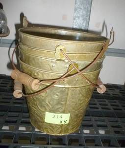 lot 214 image: FOUR metal planters  - 8 inch