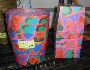 lot 215 image: NINE cardboard valentines planters