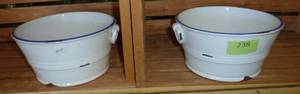 lot 238 image: TWO terracotta glazed planters made to look like old metal wash tubs