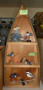 lot 378 image: Cabin dcor - canoe shadowbox with loons, bear, fish