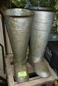 lot 391 image: PAIR of metal boot planters