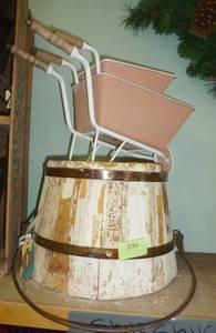 lot 396 image: Water bucket style planter and 2 wheelbarrow planters
